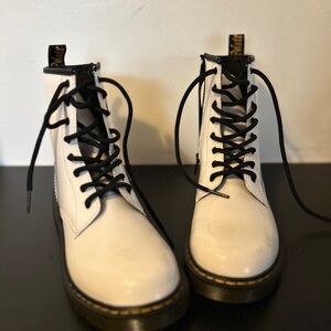 Dr. Martens Women's White and Black Combat Boots